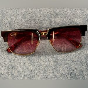 9Five Belmont 24k Plated Red Marble Tint Sunglasses
